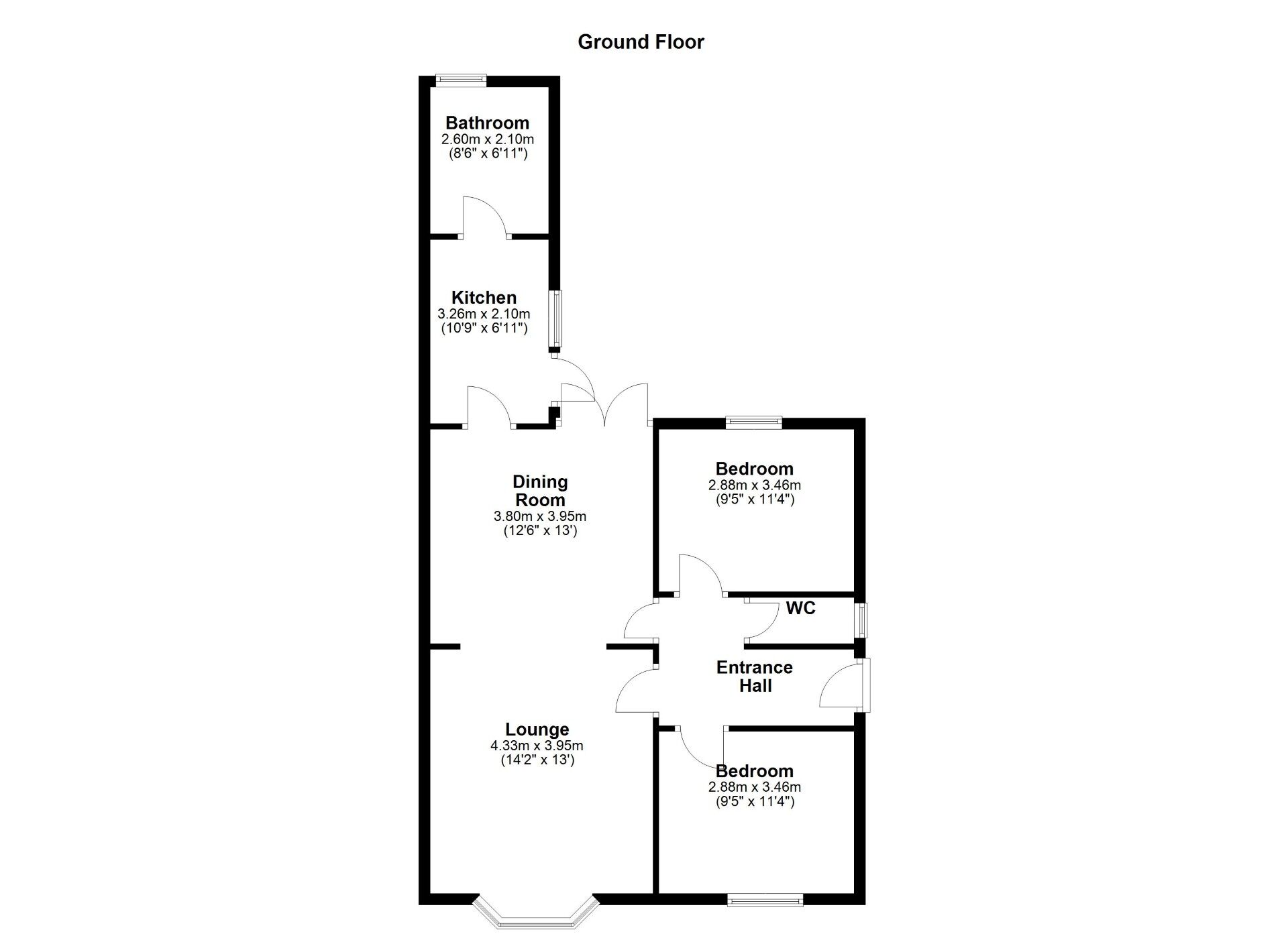 Floorplan of 2 bedroom Semi Detached Bungalow for sale, Laurel Crescent, Newcastle upon Tyne, Tyne and Wear, NE6