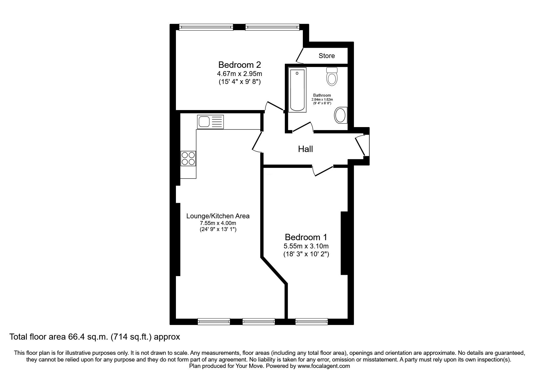 Floorplan of 2 bedroom  Flat for sale, Queen Street, Newcastle upon Tyne, Tyne and Wear, NE1