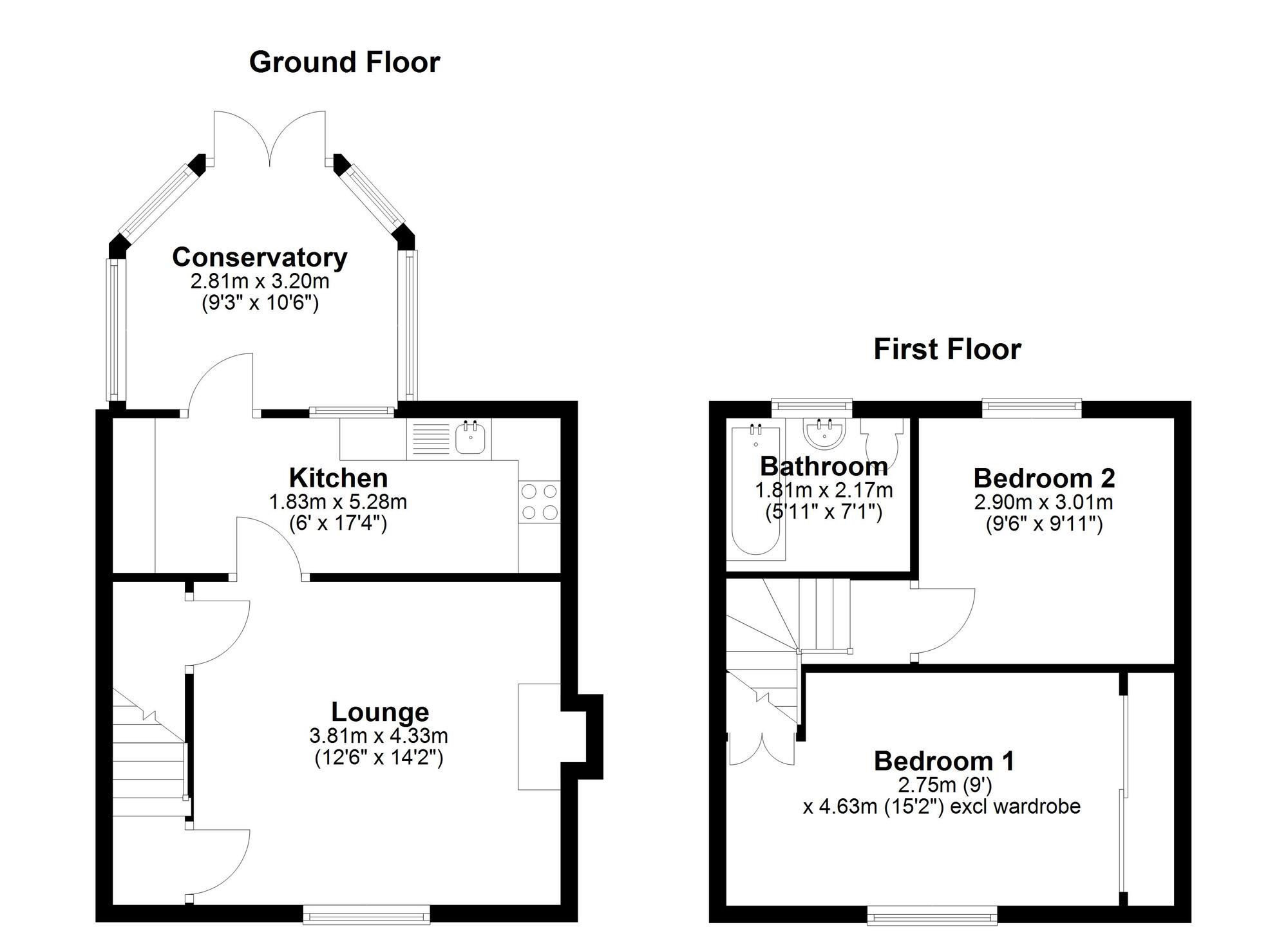 Floorplan of 2 bedroom End Terrace House for sale, Renwick Street, Newcastle upon Tyne, Tyne and Wear, NE6