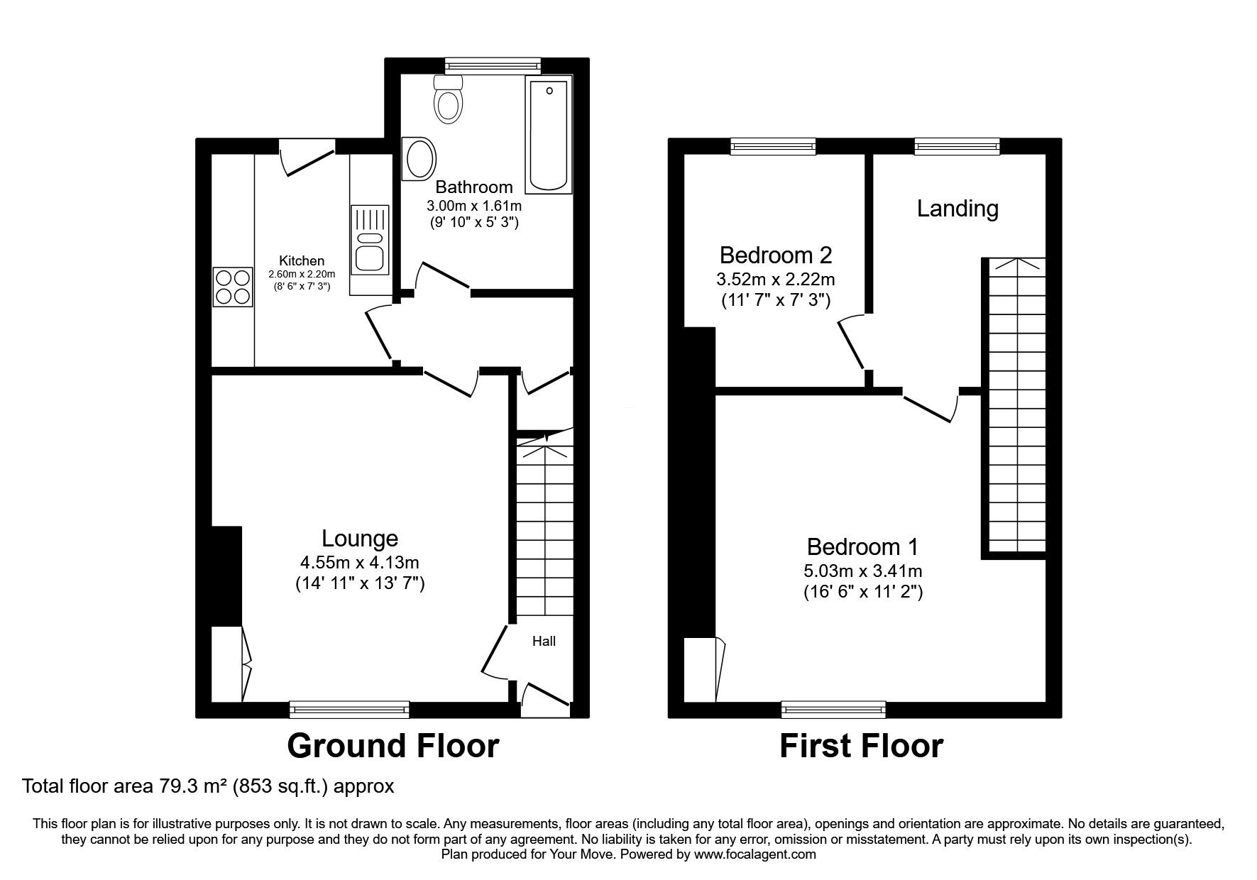 Floorplan of 2 bedroom Mid Terrace House for sale, Douglass Street, Wallsend, Tyne and Wear, NE28