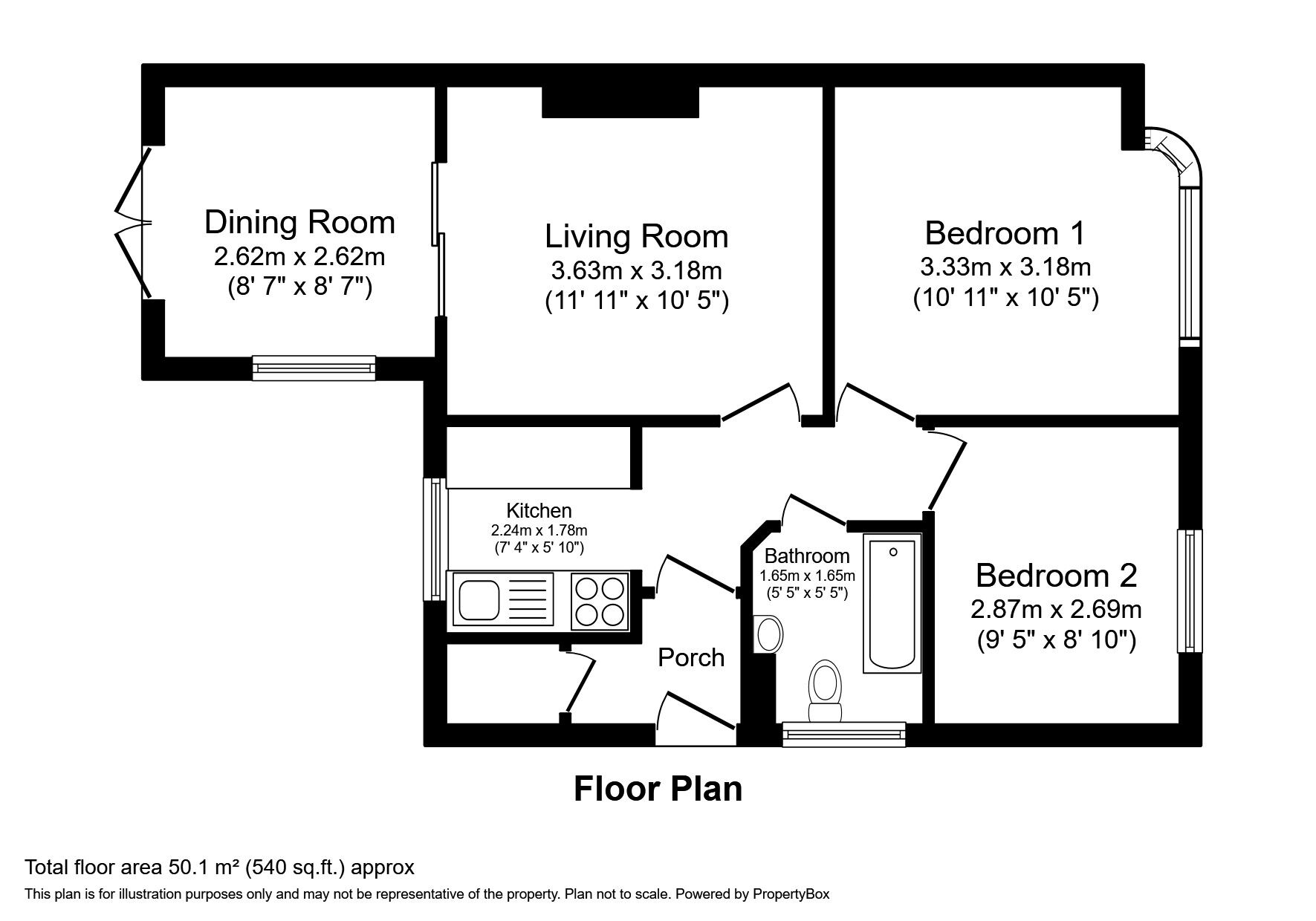 Floorplan of 2 bedroom  Flat for sale, Redfern Avenue, Whitton, Hounslow, TW4