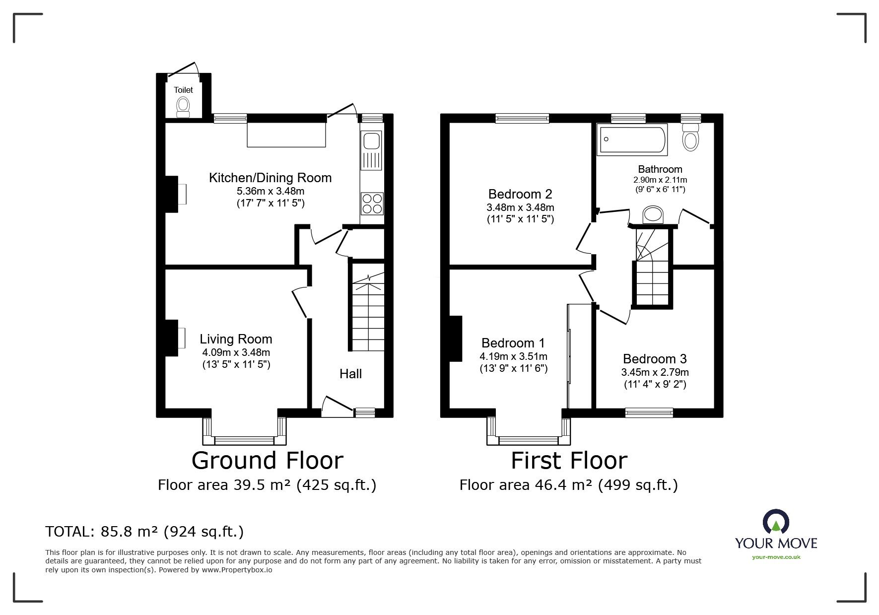 Floorplan of 3 bedroom Mid Terrace House for sale, Harvey Road, Whitton, Hounslow, TW4