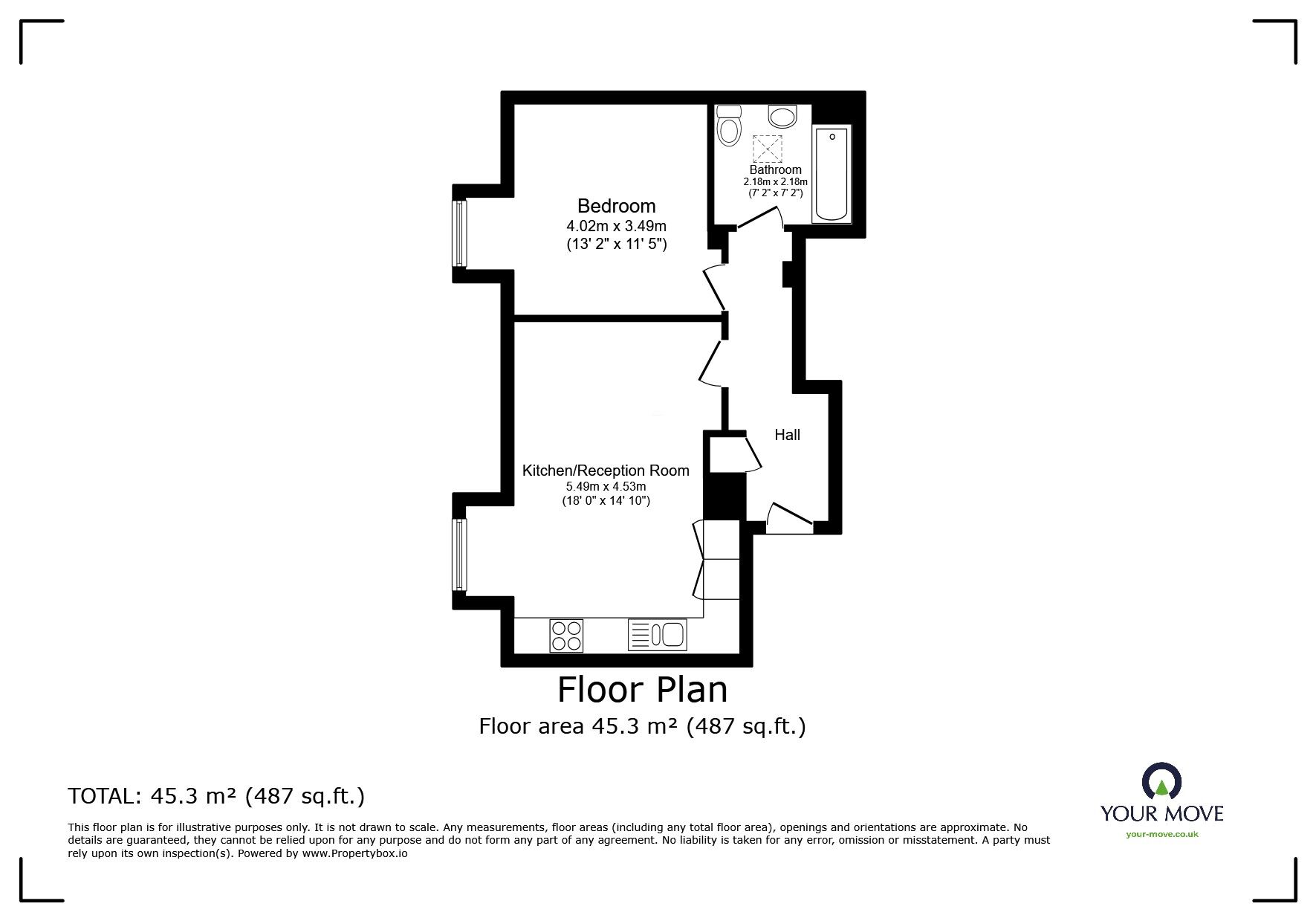 Floorplan of 1 bedroom  Flat for sale, Arden Close, Whitton, Twickenham, TW2