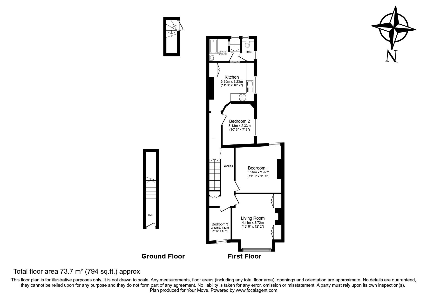 Floorplan of 3 bedroom  Flat for sale, Argyle Avenue, Hounslow, TW3