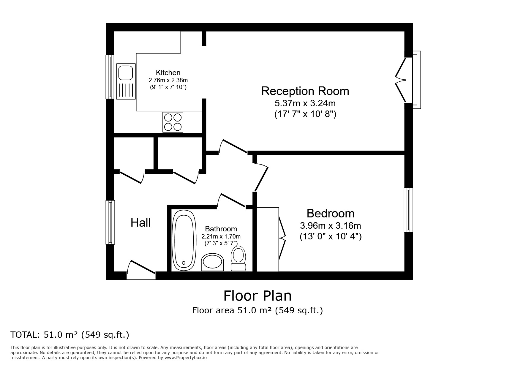 Floorplan of 1 bedroom  Flat to rent, Fusiliers Way, Hounslow, TW4