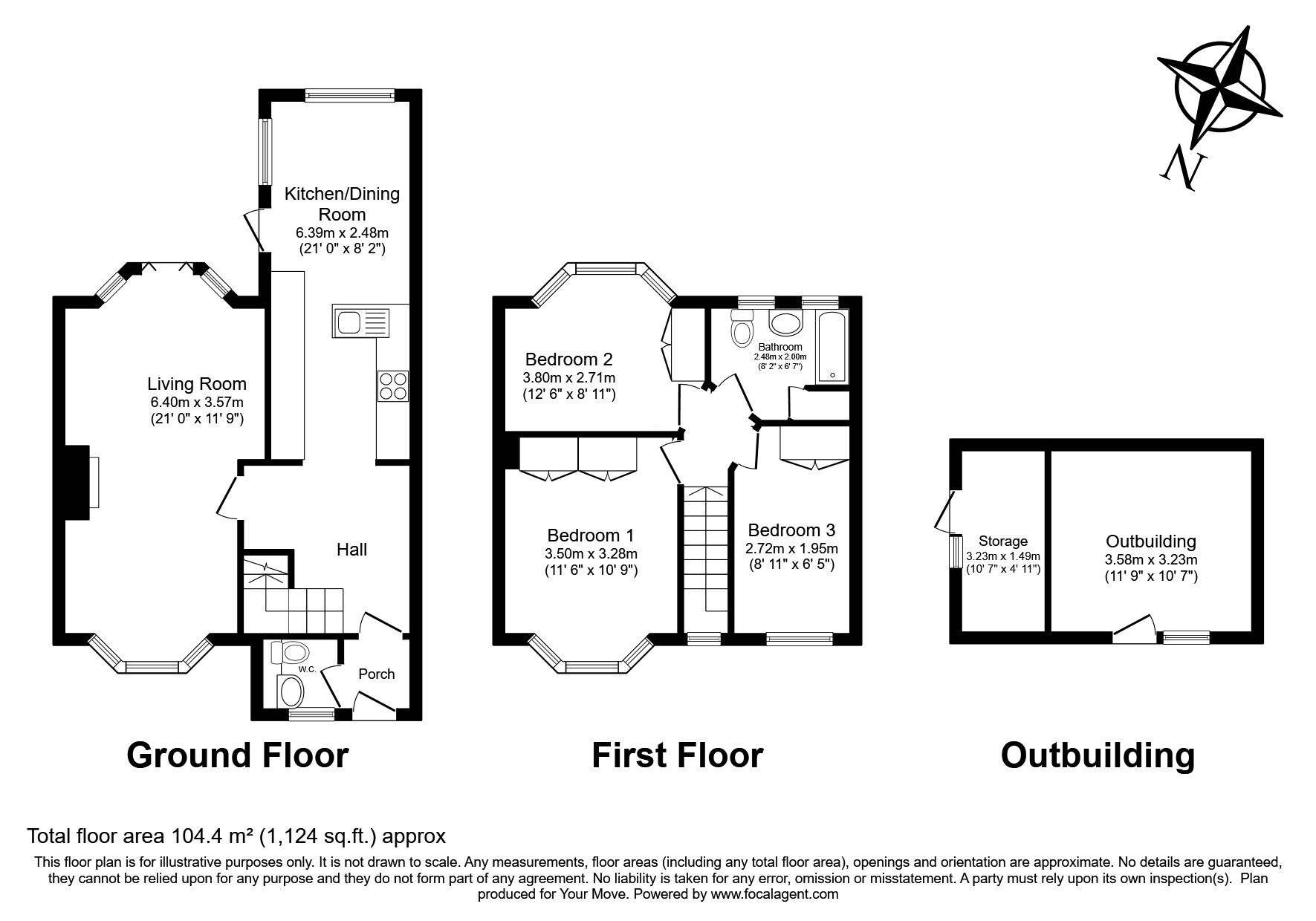 Floorplan of 3 bedroom Mid Terrace House for sale, Hall Farm Drive, Whitton, Twickenham, TW2