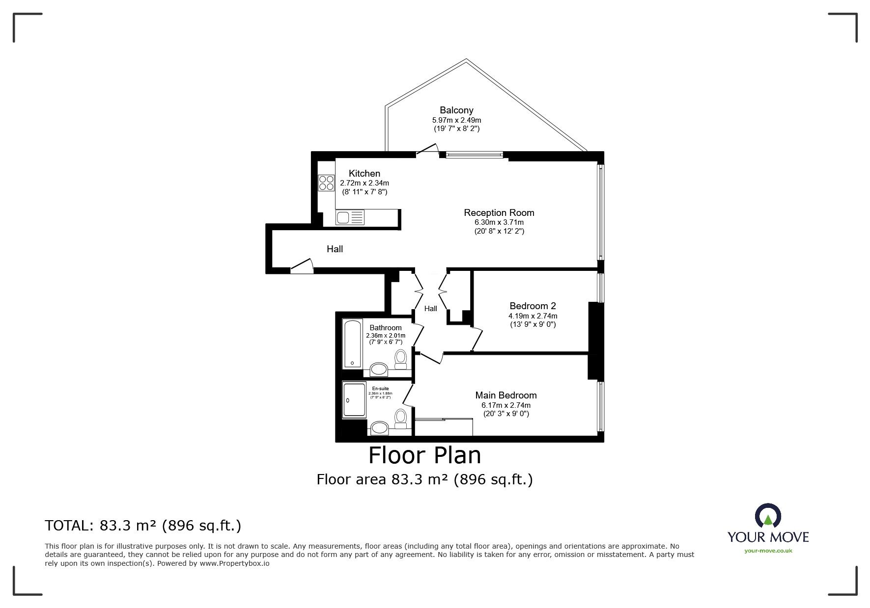 Floorplan of 2 bedroom  Flat for sale, Prince Regent Road, Hounslow, TW3